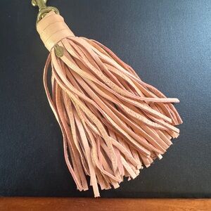 Pale Pink Clare V Leather Tassel Keychain